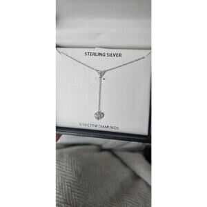 Sterling Sliver 1/10 CTTW Diamond Heart Necklace